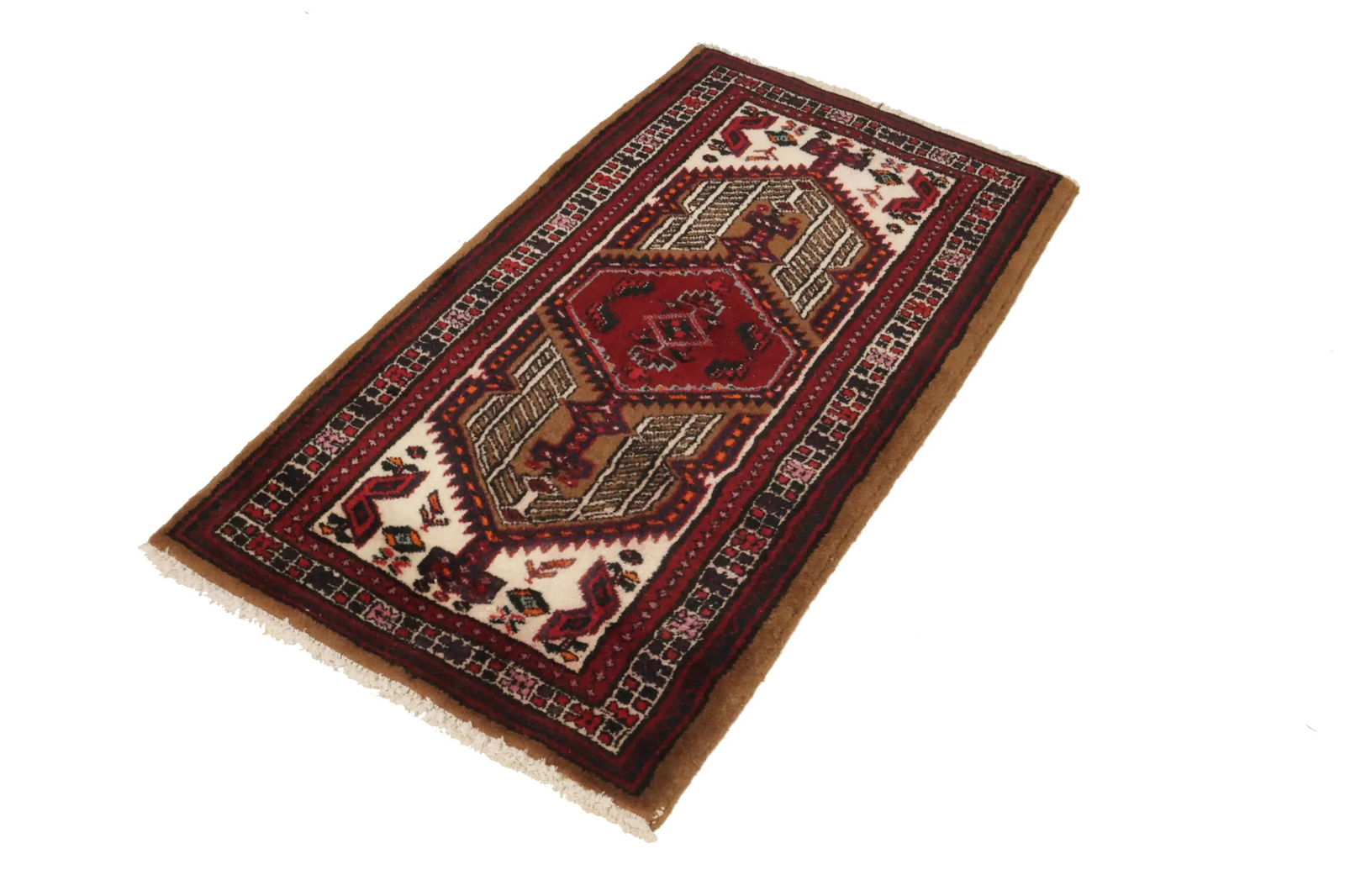 Vintage Red Tribal 2'4X4 Meshkin Persian Rug - 3