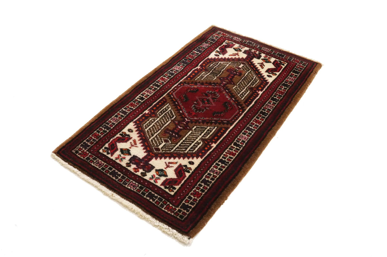 Vintage Red Tribal 2'4X4 Meshkin Persian Rug - 4