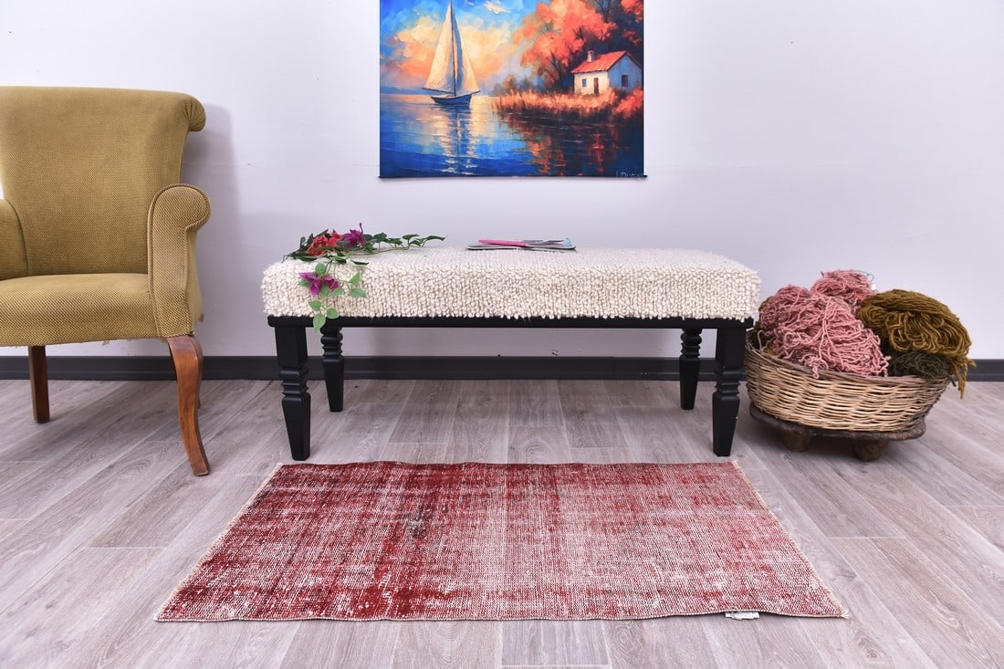 2'0'' x 3'9'' Turkish Vintage Runner Rug - 244507: Title: 2'0'' x 3'9'' Turkish Vintage Runner Rug - 244507 Description:2'0'' x 3'9'' Turkish Vintage Runner Rug - 244507 Origin:Turkiye Date/Period:1960-90 Materials:Wool,Cotton Dimension:2'0''x3'9'' ft