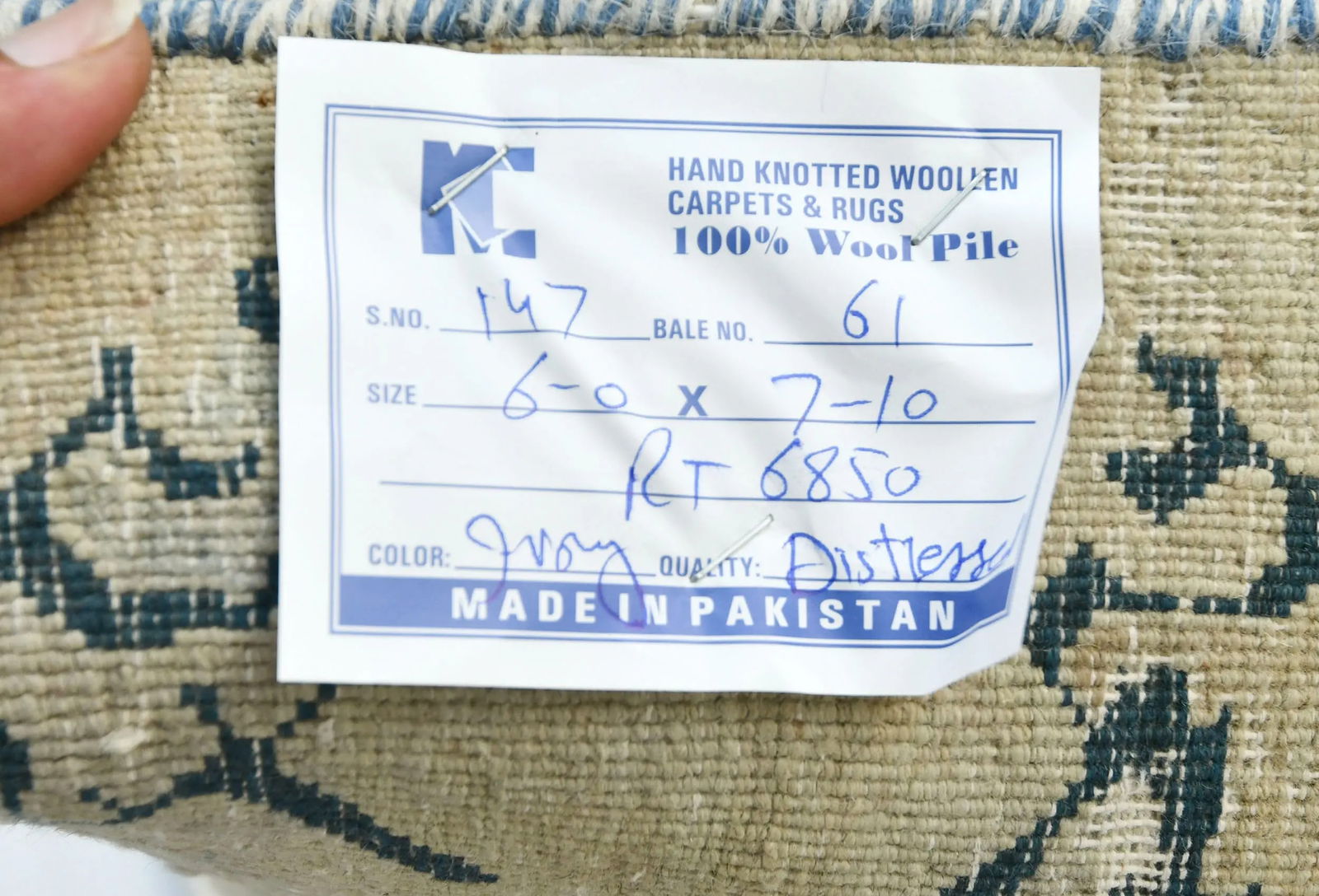 Muted Beige Floral 6X8 Distressed Vintage Oriental Rug - 13