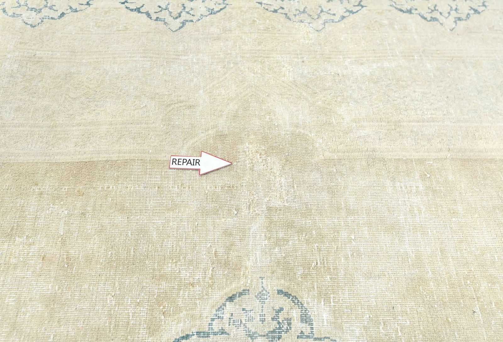 Muted Beige Floral 6X8 Distressed Vintage Oriental Rug - 7