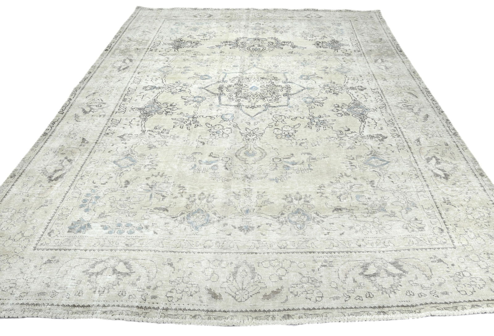 Antique Floral Traditional 6'8X9'3 Distressed Vintage Oriental Rug - 2