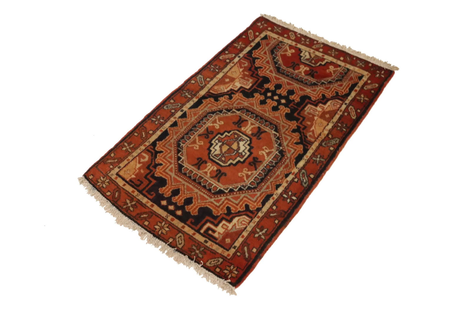 Vintage Tribal Orange 2'2X3'6 Karajeh Persian Rug - 3