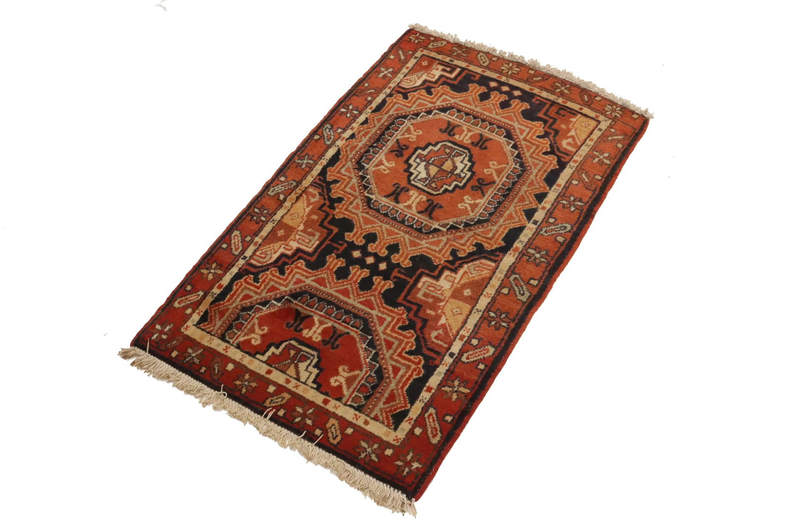 Vintage Tribal Orange 2'2X3'6 Karajeh Persian Rug - 4