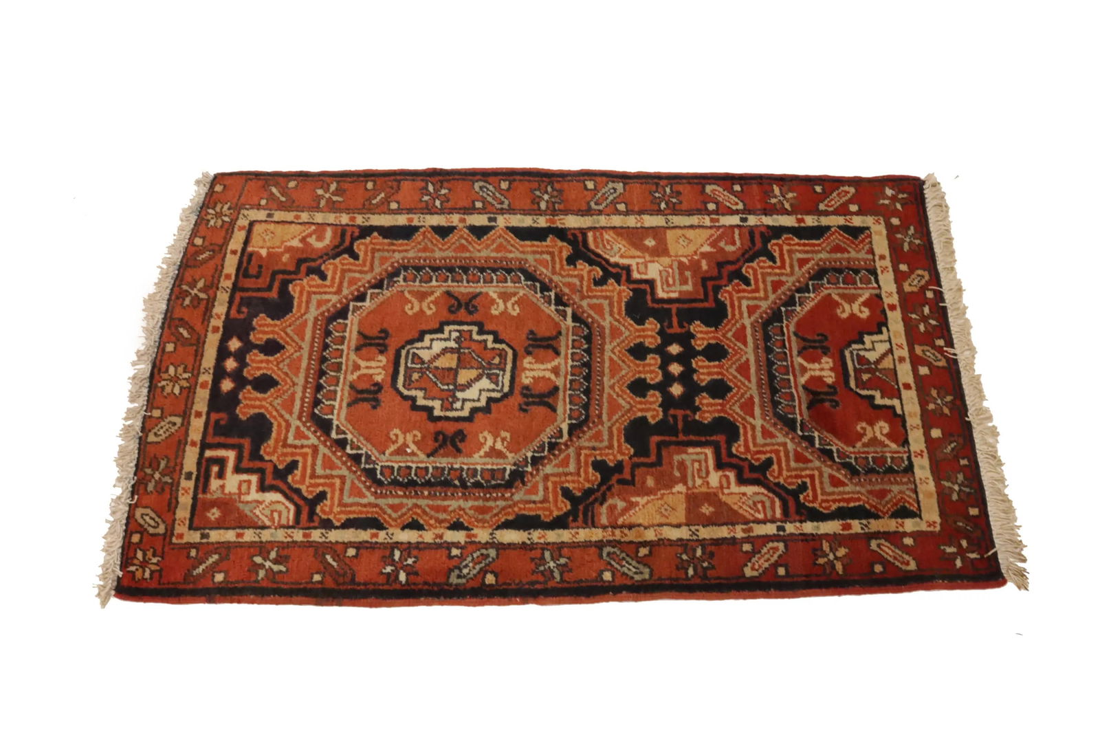 Vintage Tribal Orange 2'2X3'6 Karajeh Persian Rug - 5