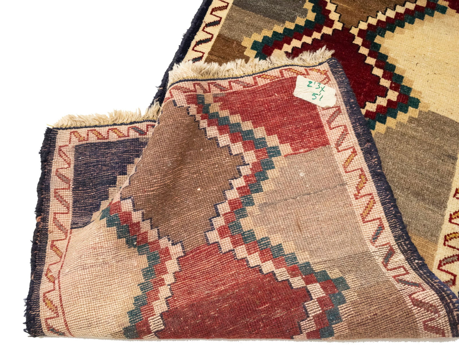 Vintage Multicolored Tribal Geometric 2X5 Gabbeh Persian Rug - 12