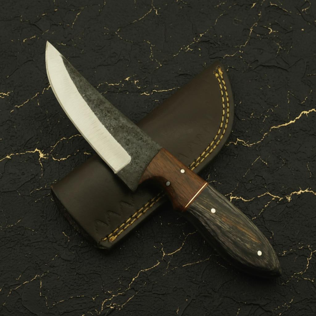Hand Forged 9" Carbon Steel Hunting Knife, Full Tang Blade with Leather Sheath (1 of 6)
