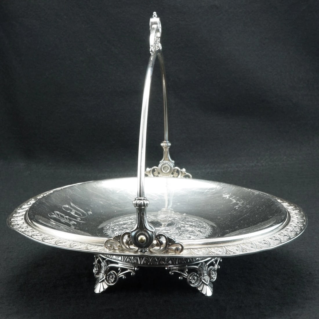 19th C James Tufts Silver Plate Cake Basket - 4