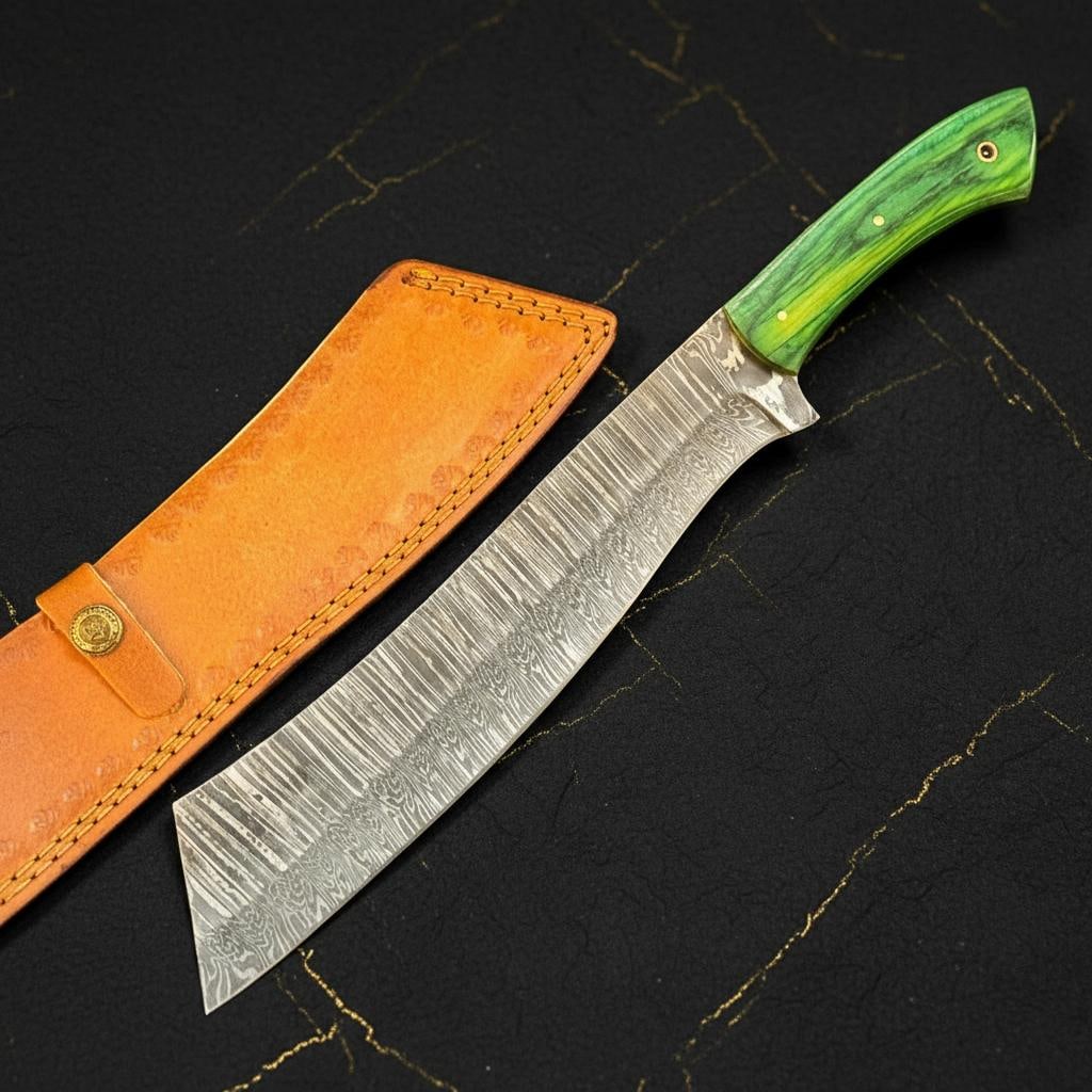 Handmade Full Tang Bowie Knife in Damascus Steel with Pakka Wood Handle 13" (1 of 4)