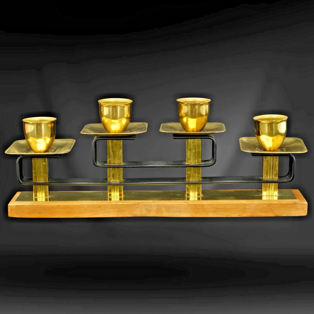 Art Deco Brass Candle Holder Centerpiece (1 of 9)