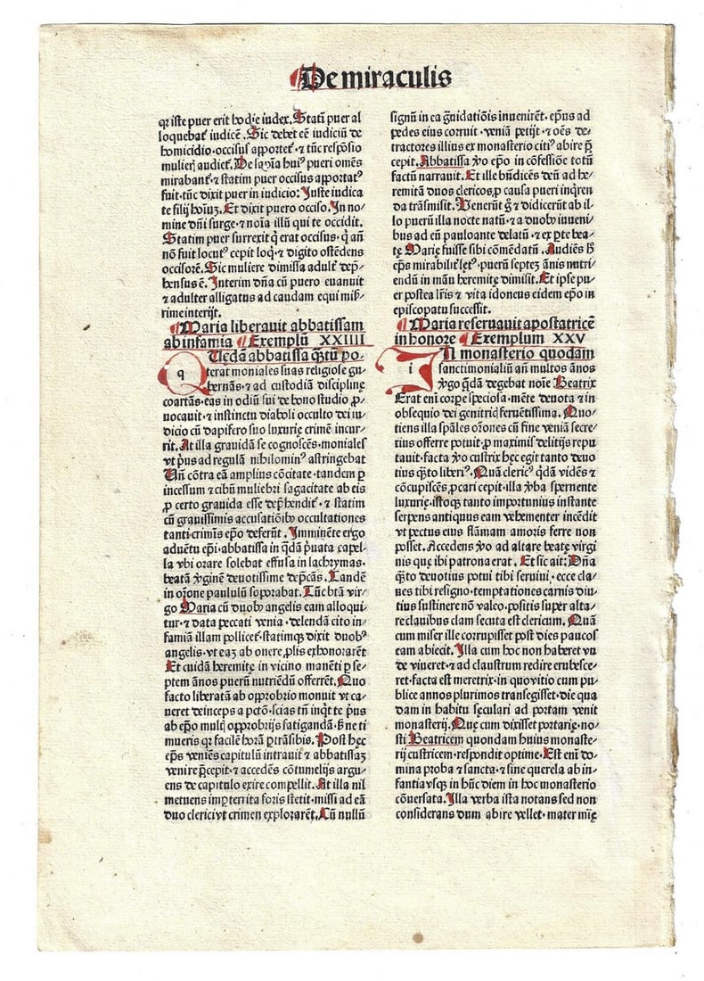 1480 Incunabula Leaf Virgin Mary Handcolored - 2
