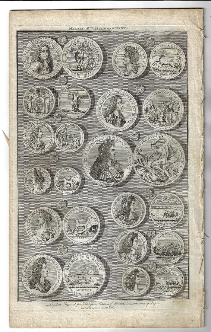 1786 TEN Engravings Medals Reign of William and Mary (1 of 2)