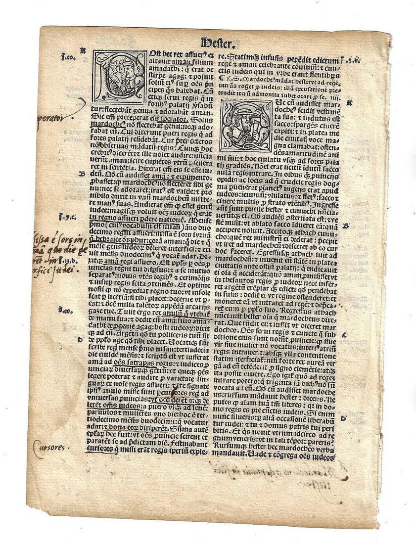 1514 Latin Bible Leaf Portrait Initials - 2