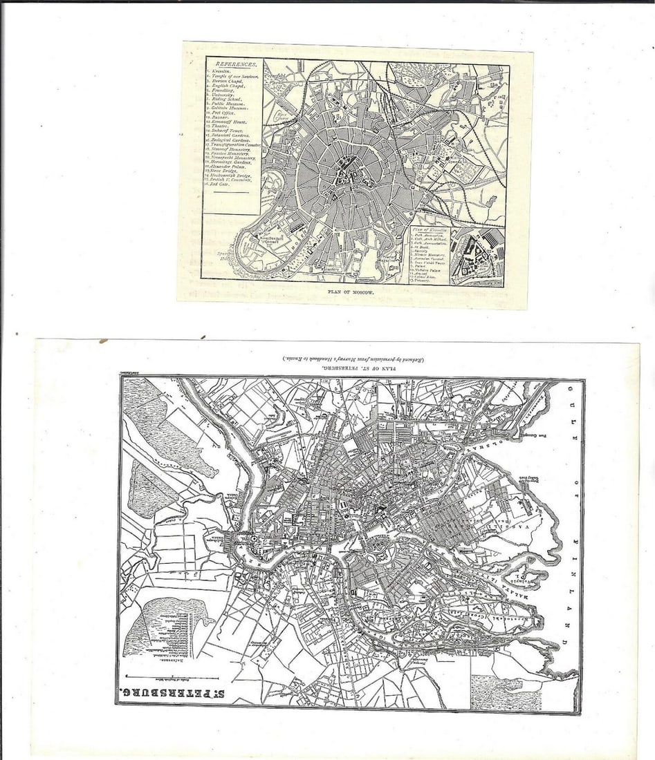 Three 19th C Plans Moscow St Petersburg - 2