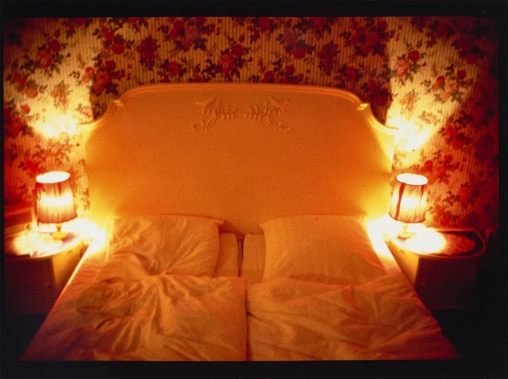 Nan Goldin Honeymoon Print: Title: Nan Goldin Honeymoon Print Description: Nan Goldin Honeymoon Print mounted to board measuring at 12x16 inches Dimensions: 12x16" Reserve: $60.00 Shipping:Domestic: Flat-rate of $35.00 to