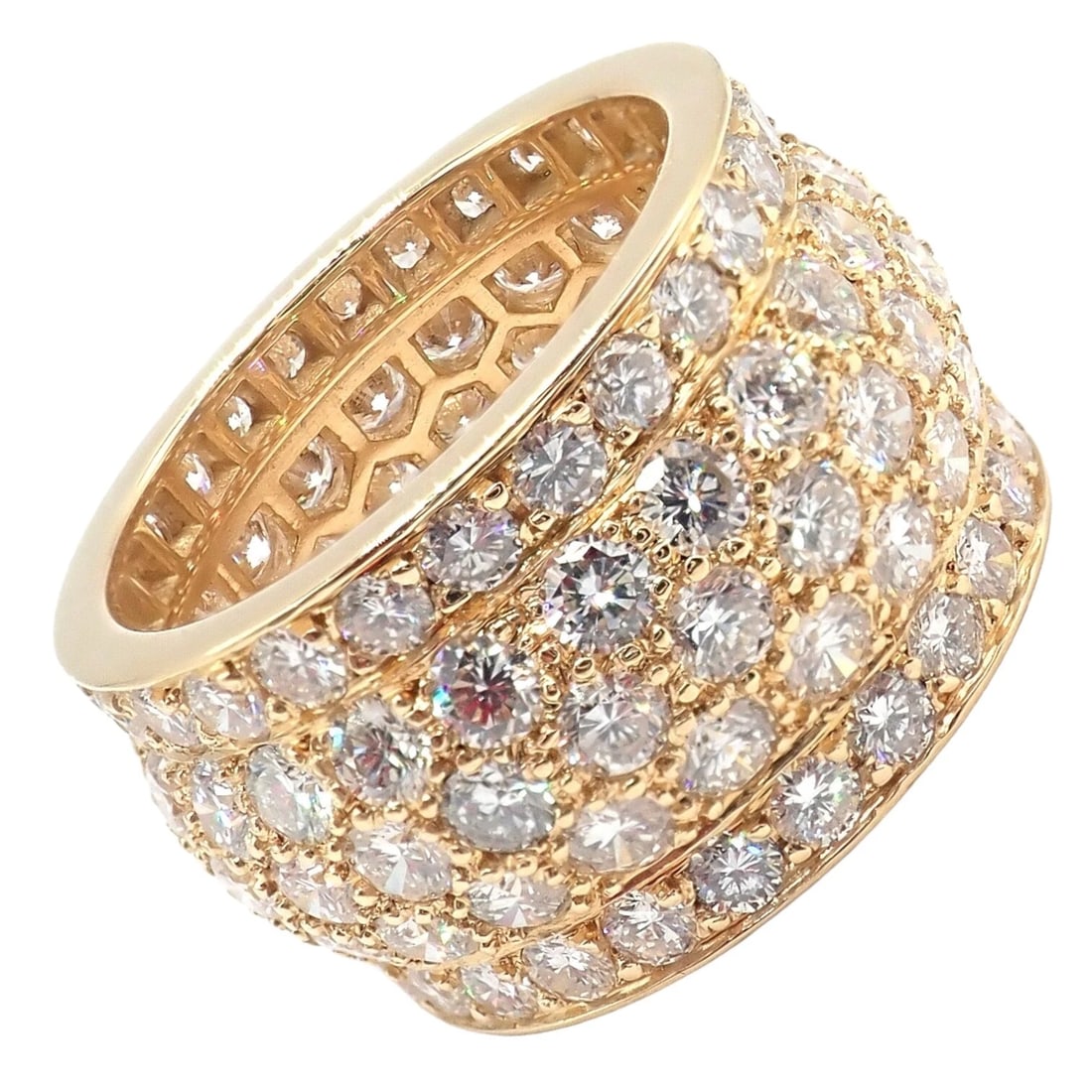 Authentic! Cartier Nigeria 18k Yellow Gold Diamond Wide Band Ring Size 53: Authentic! Cartier Nigeria 18k Yellow Gold Diamond Wide Band Ring Size 53 About This Piece: This Nigeria Cartier 18k Yellow Gold Diamond Wide Band Ring is a luxurious and opulent piece of jewelry. The