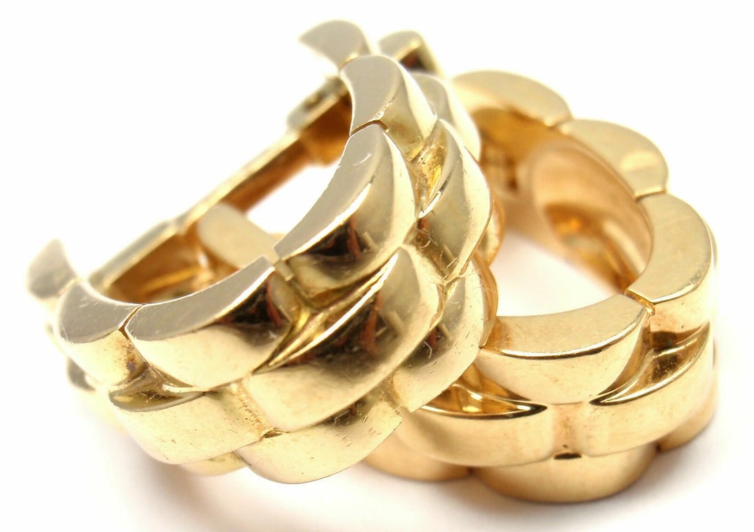 Authentic! Cartier Panthere Maillon 18k Yellow Gold Stirrup Cufflinks (1 of 11)