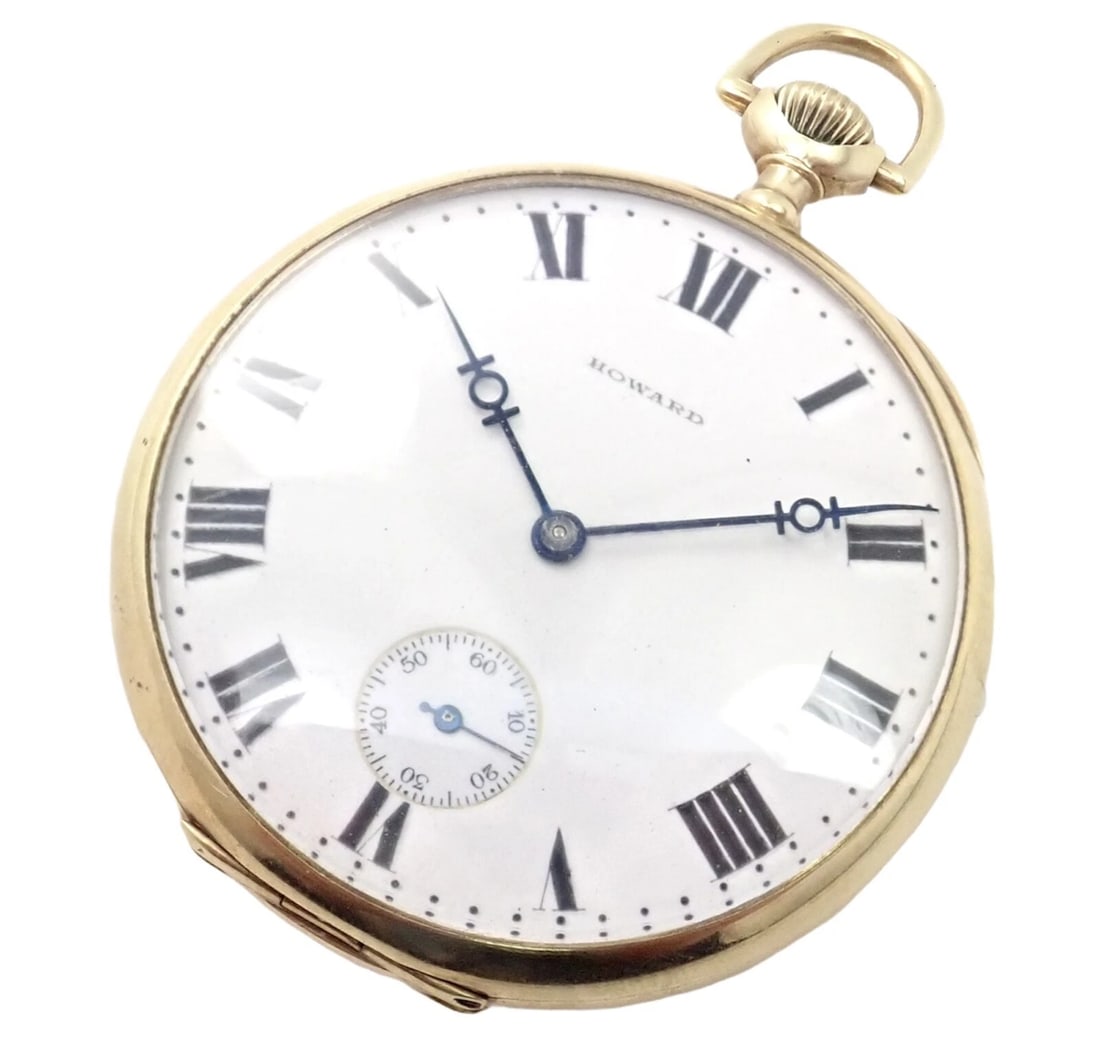 Vintage Howard 14k Yellow Gold 46mm 17j Pocket Watch c. 1920's (1 of 8)