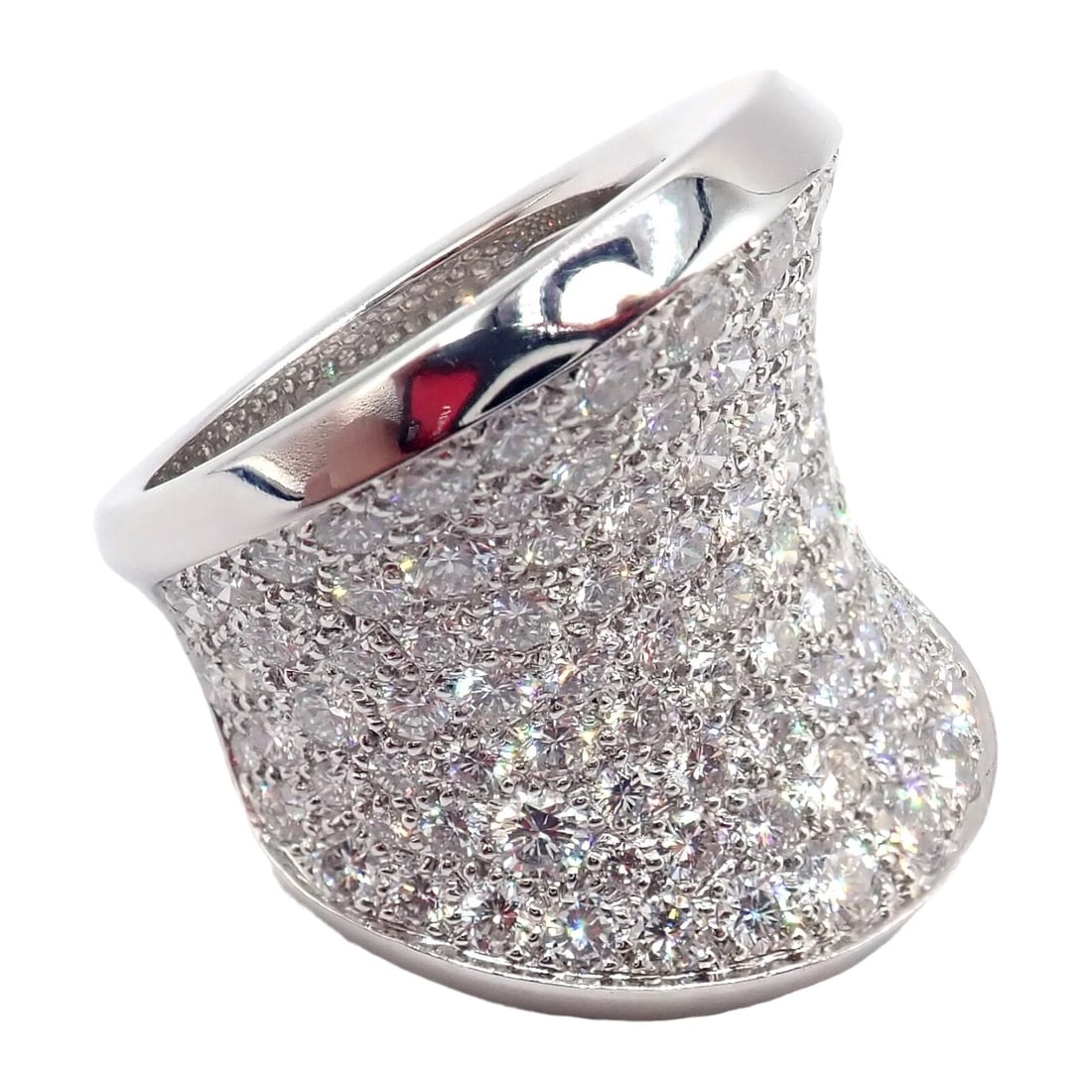 Authentic! Cartier Chalice 18k White Gold Diamond Large Ring Paper: Authentic! Cartier Chalice 18k White Gold Diamond Large Ring Paper About This Piece: The Cartier Chalice 18k White Gold 6.60ctw Diamond Large Ring is an exquisite piece of jewelry that embodies luxury