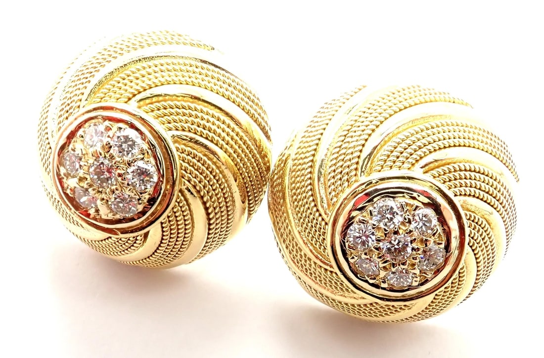 Rare! Authentic Tiffany & Co 18k Yellow Gold Diamond Earrings (1 of 9)