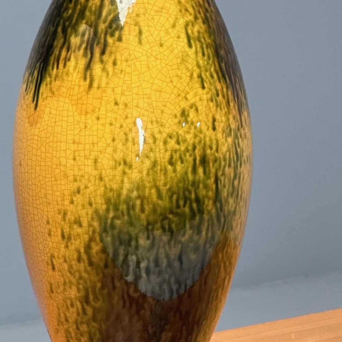 American Mid-Century Modern, Large Table Lamps, Glazed Ceramic, Yellow, Fabric - 9