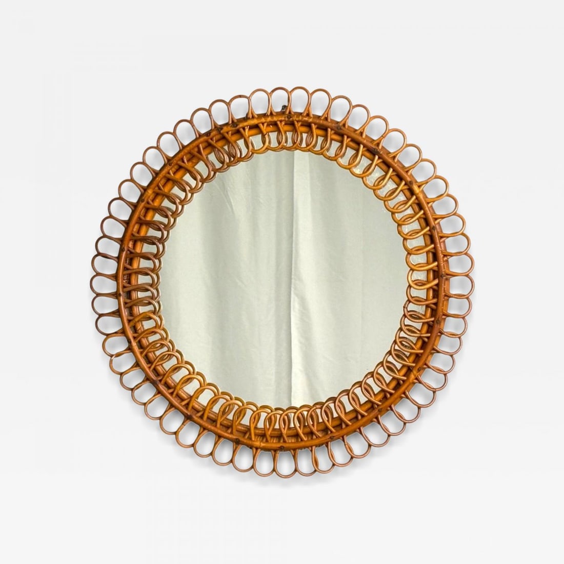 Franco Albini attr., Italian Modern, Bamboo, Cane, Wall Mirror, Italy, 1950s: Title: Franco Albini attr., Italian Modern, Bamboo, Cane, Wall Mirror, Italy, 1950s Description: Franco Albini attr., Bonacina, Italian Mid-Century Modern, Bamboo, Cane, Wall Mirror, Italy, 1950s A ve