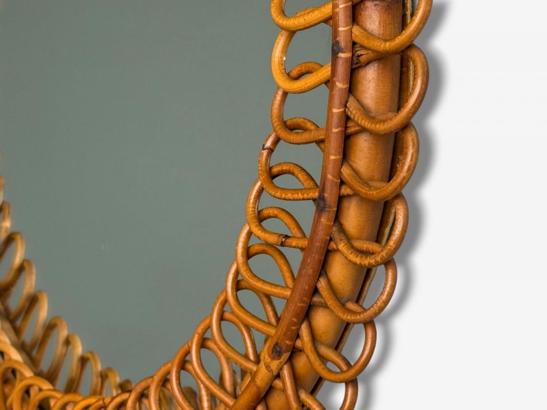 Franco Albini attr., Italian Modern, Bamboo, Cane, Wall Mirror, Italy, 1950s - 4