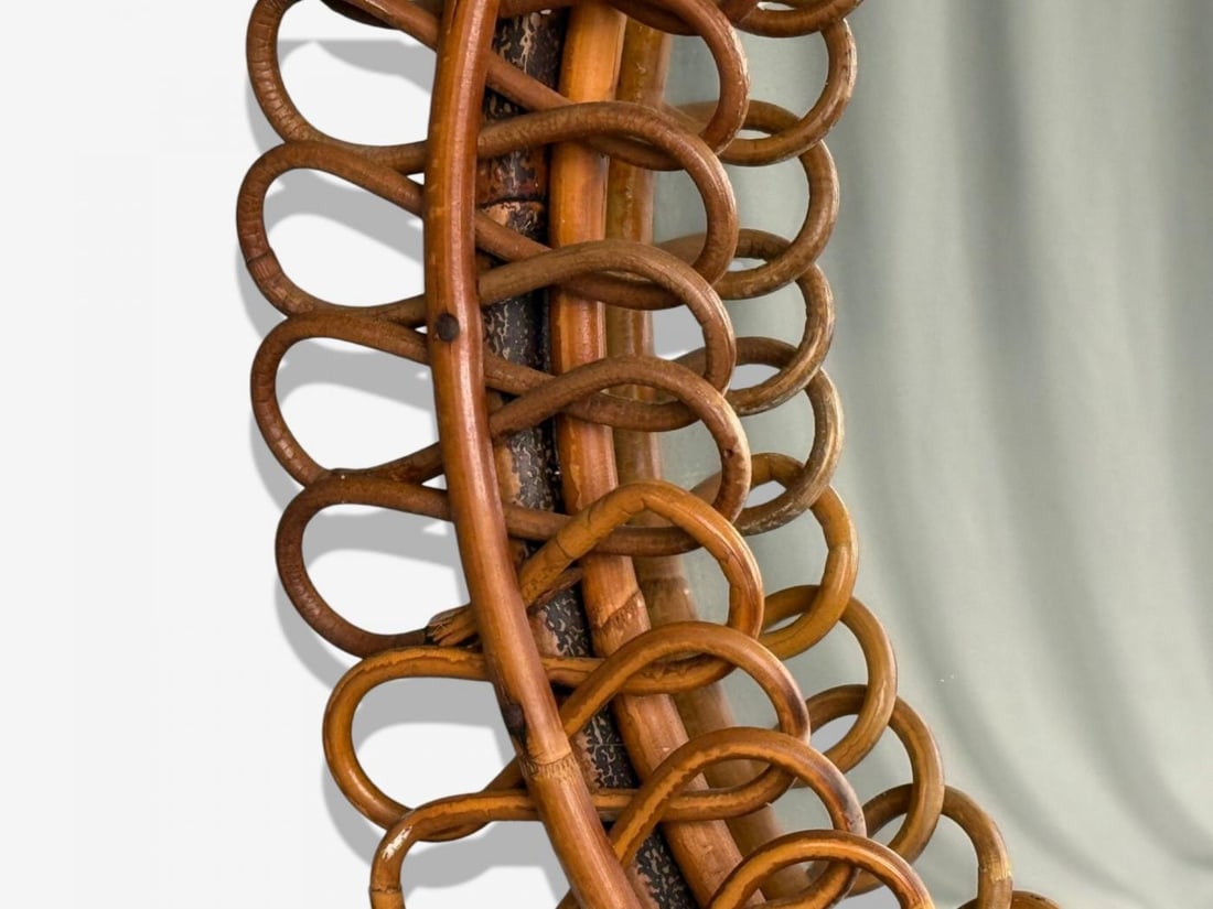 Franco Albini attr., Italian Modern, Bamboo, Cane, Wall Mirror, Italy, 1950s - 8