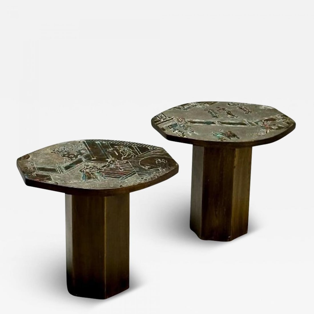 Philip and Kelvin LaVerne, Mid-Century Modern, Tao Side Tables, Bronze, 1960s: Title: Philip and Kelvin LaVerne, Mid-Century Modern, Tao Side Tables, Bronze, 1960s Description: Philip and Kelvin LaVerne, Mid-Century Modern, Tao Side or End Tables, Bronze, 1960s Rare and importan