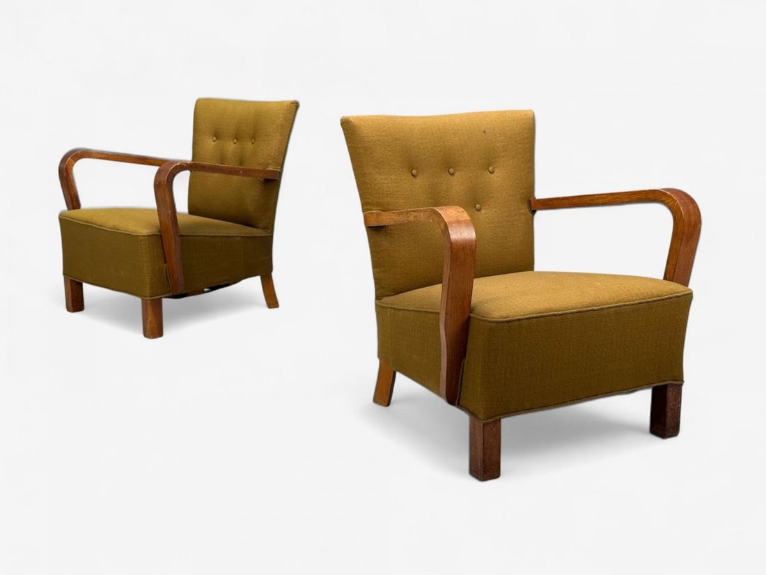 Danish Modern, Bentwood, Fabric, Lounge Chairs, Denmark, 1930s - 4