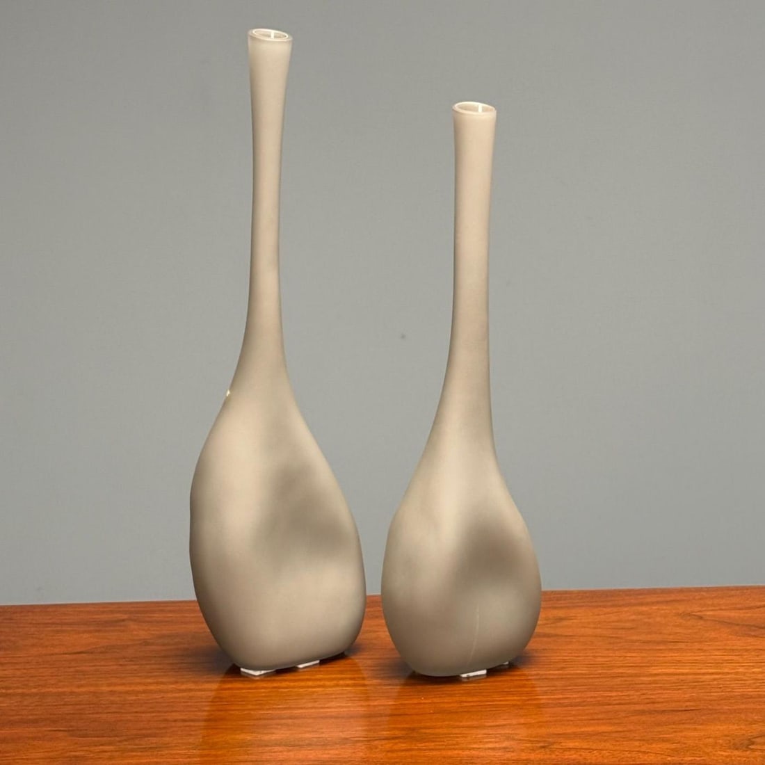 Alfredo Barbini, Italian Mid-Century Modern, Vases, Grey Glass, Italy, 1970s - 3