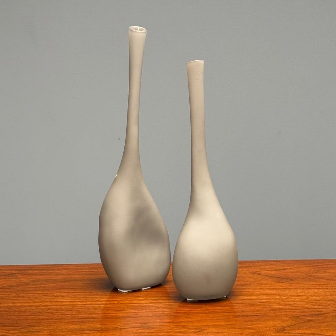 Alfredo Barbini, Italian Mid-Century Modern, Vases, Grey Glass, Italy, 1970s - 4