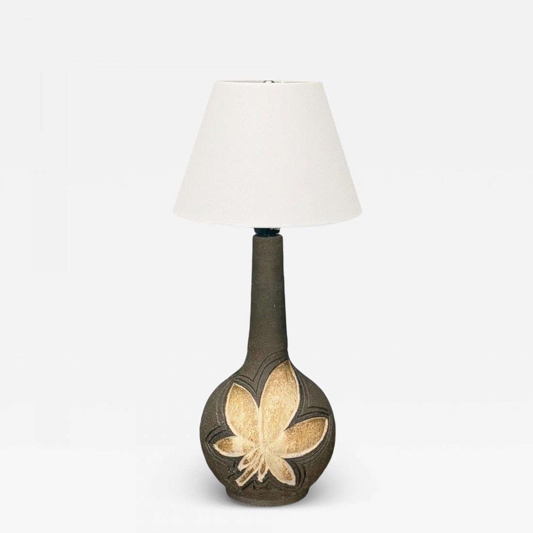 Løvemose Keramik, Brown Stoneware, Table Lamp, Denmark, 1960s (1 of 10)