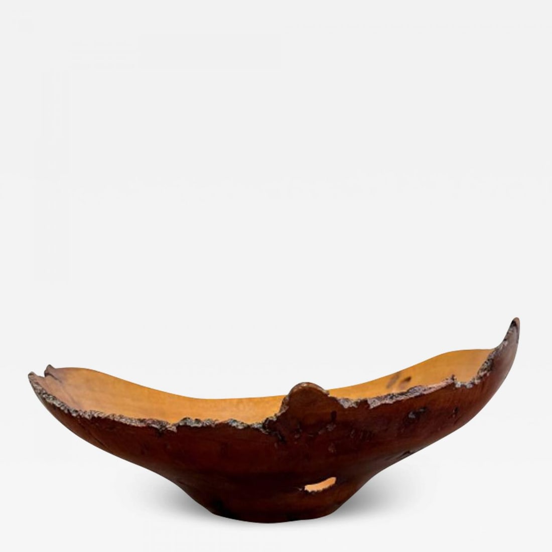 Mid-Century Modern Artisan Studio Made Bowl / Vessel, Cherry Burl, Signed - 2