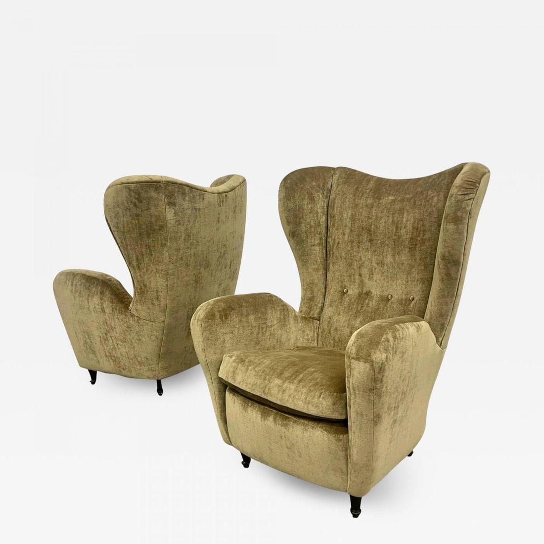 Pair Mid-Century Modern French Designer Wingback, Lounge Chairs, France, 1970s - 2