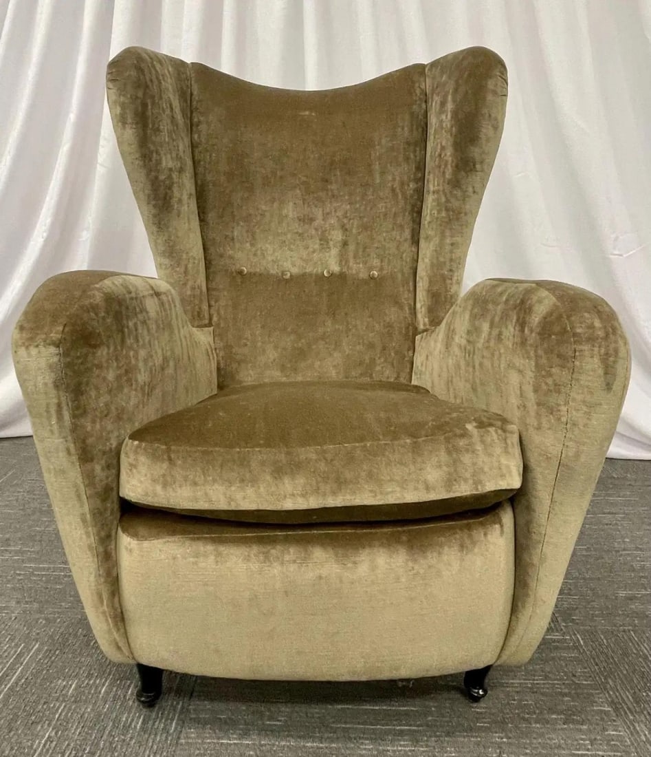 Pair Mid-Century Modern French Designer Wingback, Lounge Chairs, France, 1970s - 7