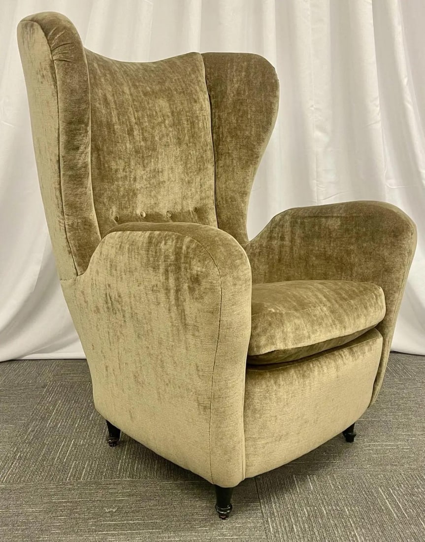 Pair Mid-Century Modern French Designer Wingback, Lounge Chairs, France, 1970s - 8