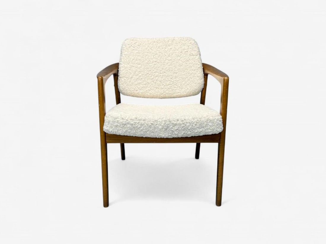 Folke Ohlsson attr, Swedish Modern, White Shearling, Oak, Arm Chairs, 1960s - 7