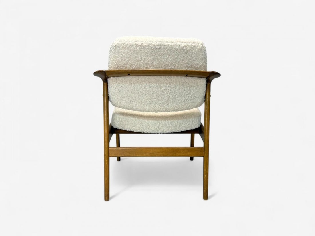 Folke Ohlsson attr, Swedish Modern, White Shearling, Oak, Arm Chairs, 1960s - 9