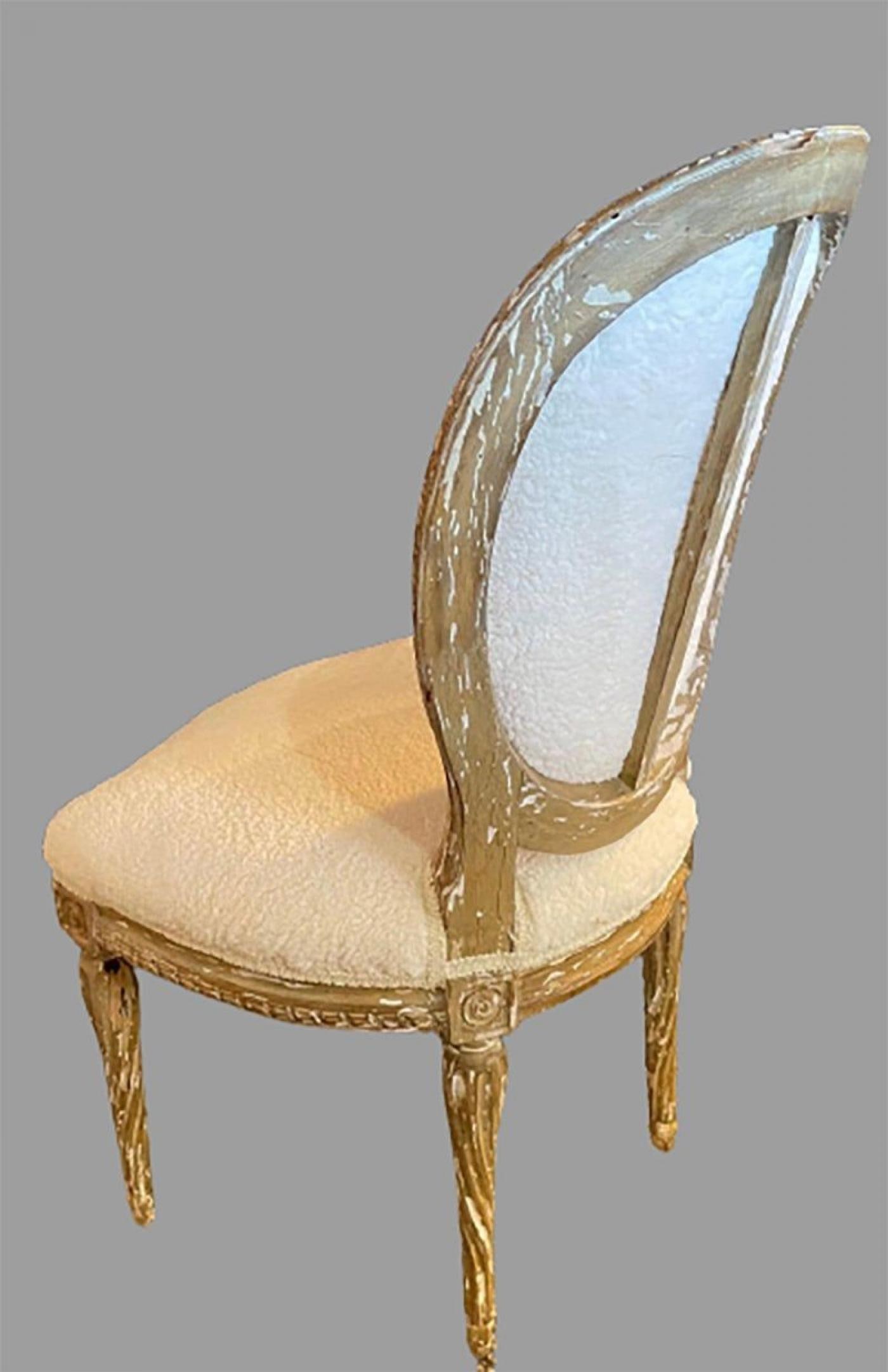 Pair of Jansen Distressed Sherpa Upholstered Side Chairs - 7