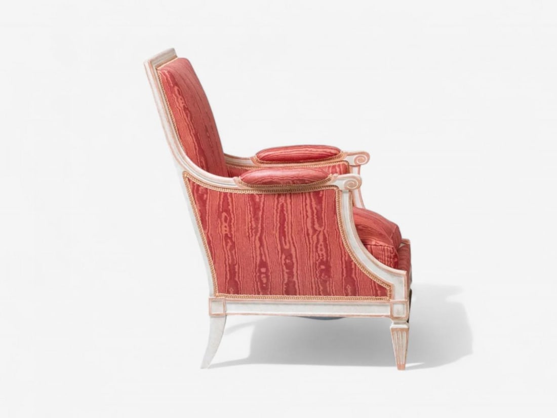 Louis XVI Style, Painted Wood, Pink Fabric, Bergere Chairs, France, 1960s - 5