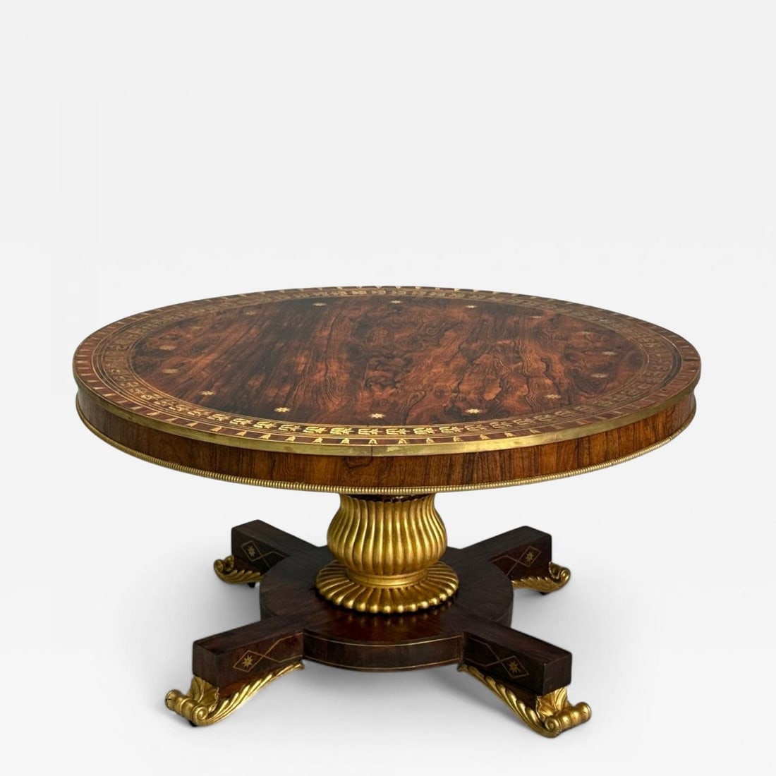 Russian Neoclassical, Rosewood, Brass Inlay, Monumental Center Table, 19th c. (1 of 13)