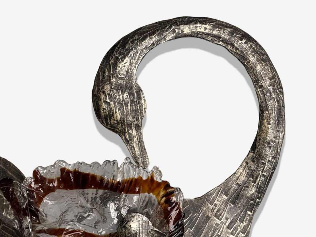 Italian Modern, Patinated Metal, Art Glass, Large Wall Sconce, Italy, 1960s - 4