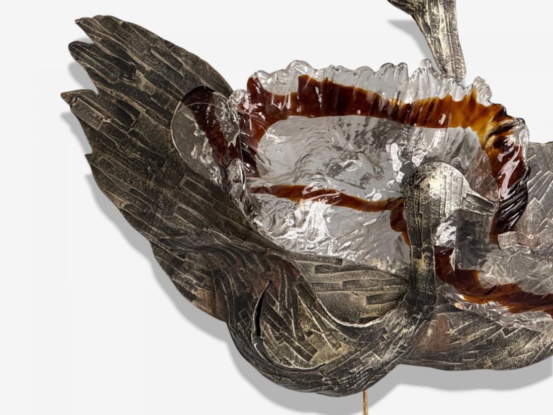 Italian Modern, Patinated Metal, Art Glass, Large Wall Sconce, Italy, 1960s - 7