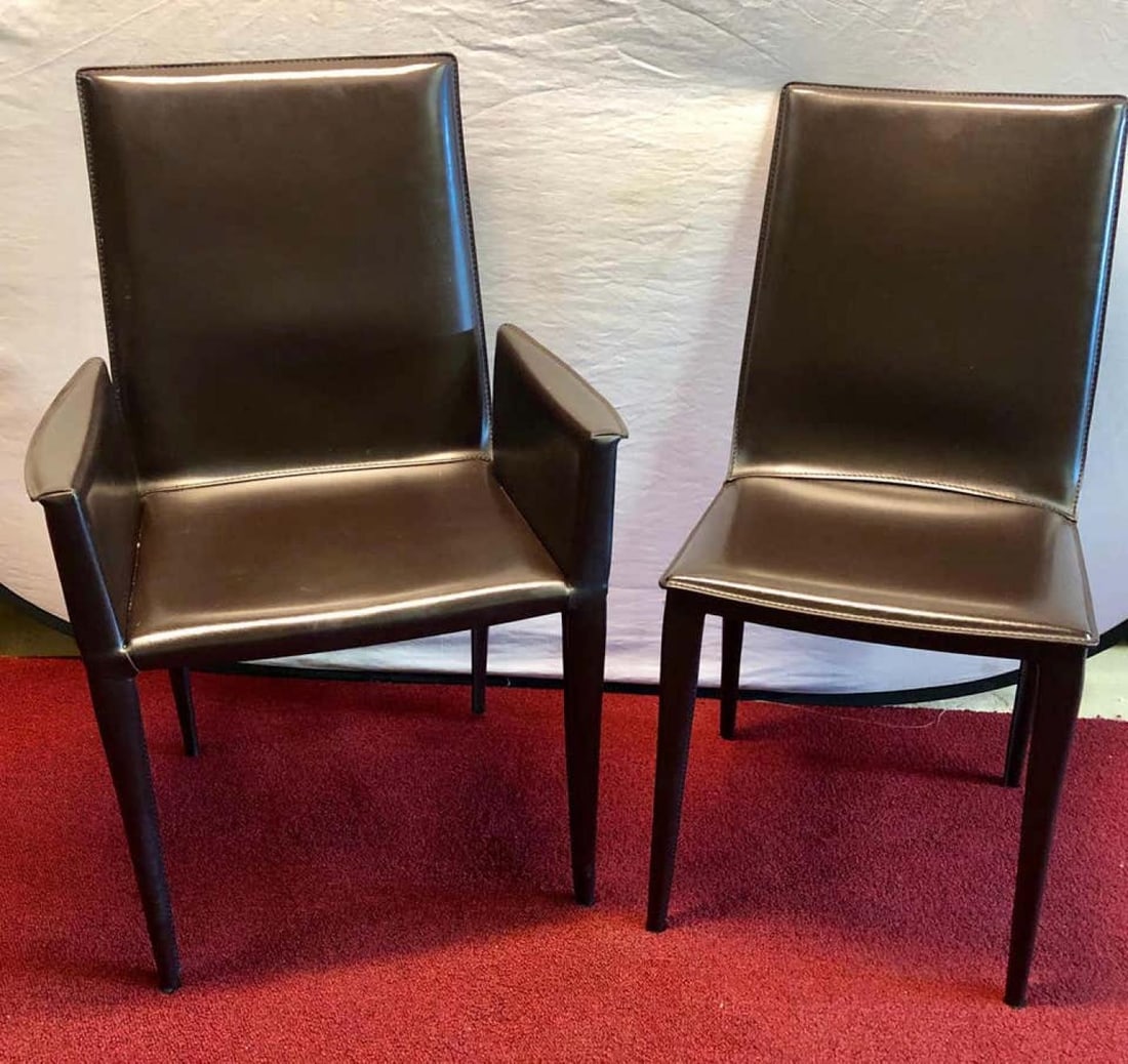 Ten Frag Italian Leather Dining Chairs Marchio Collection by Design Within Reach - 5