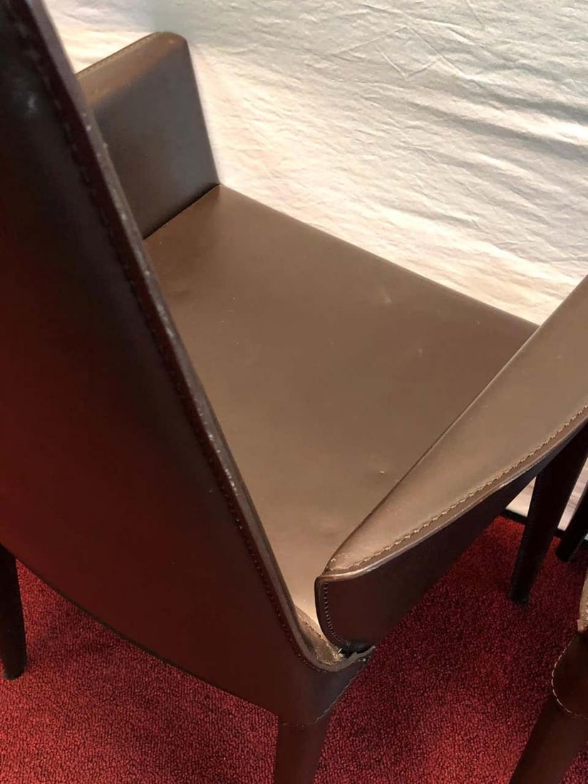 Ten Frag Italian Leather Dining Chairs Marchio Collection by Design Within Reach - 7