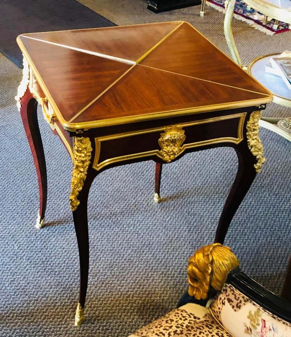 19th Century French Ormolu Folding Card Envelope Table, Signed P. Sormani - 3
