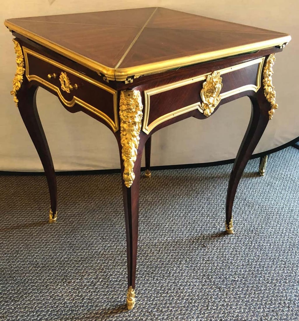 19th Century French Ormolu Folding Card Envelope Table, Signed P. Sormani - 4