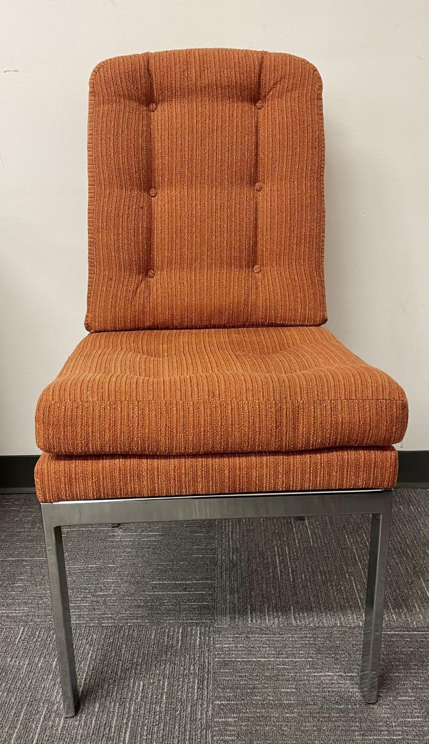 6 Chrome Base Milo Baughman Style Dining Chairs, Mid Century Modern - 8