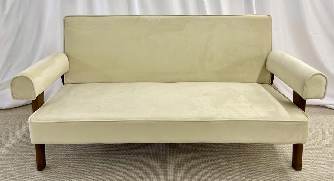 Authentic Pierre Jeanneret Upholstered Bridge Sofa, Mid-Century Modern, Markings - 4